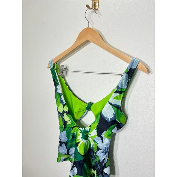 Aerie one piece swimsuit full coverage green floral print swimwear scoop back S - Picture 5 of 5